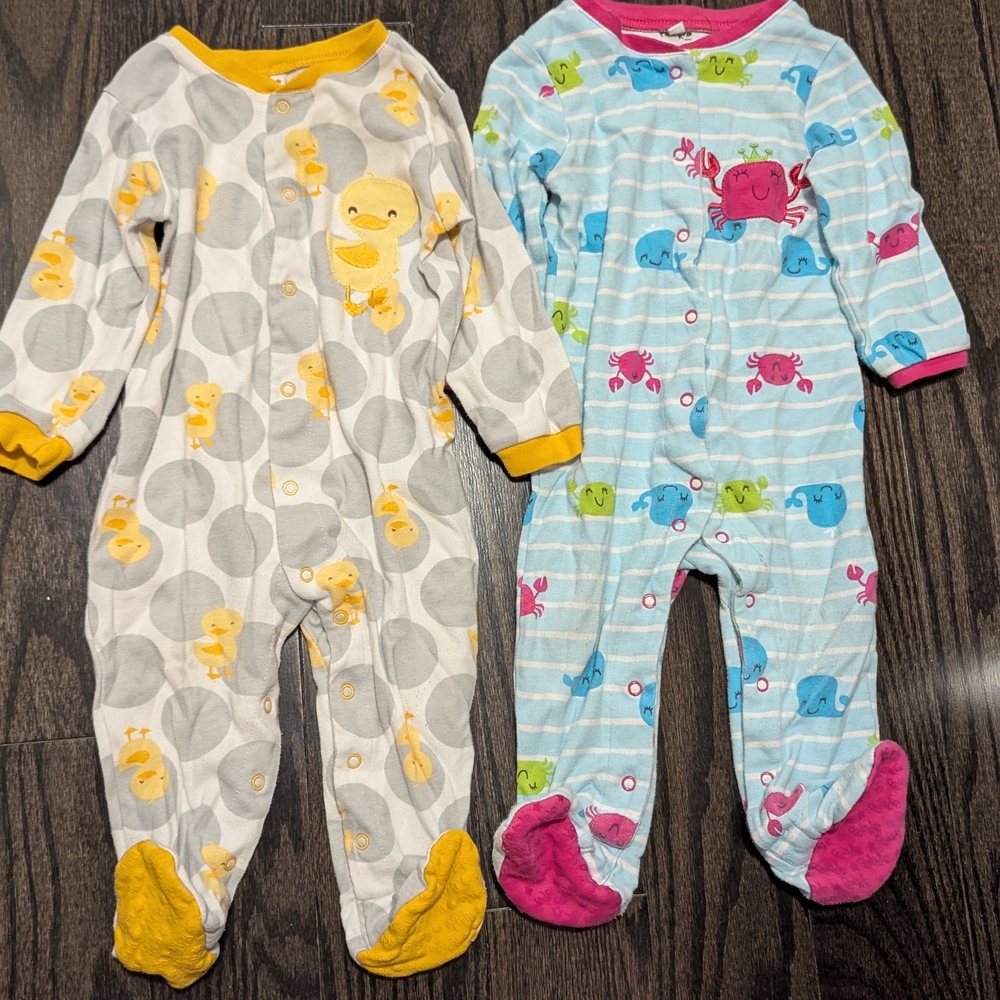 5/$35 Pekkle Footed Pajamas • 2-Pack • Size 12M • Cotton